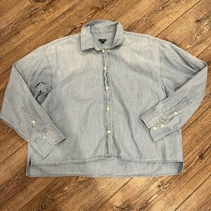 J. Crew Blue/Chambray Cropped Blouse 12